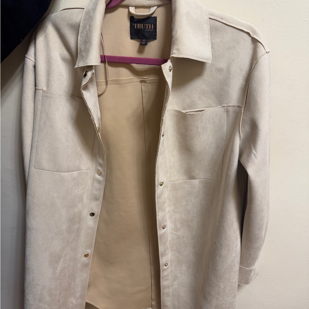 Truth Cream Blazer Elegant Textured Suit Jacket